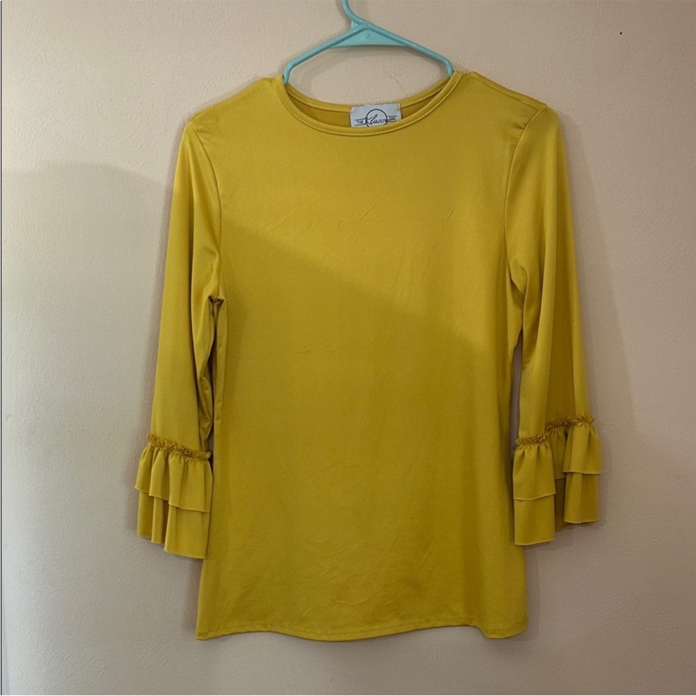 Yellow Ruffle Sleeve Top